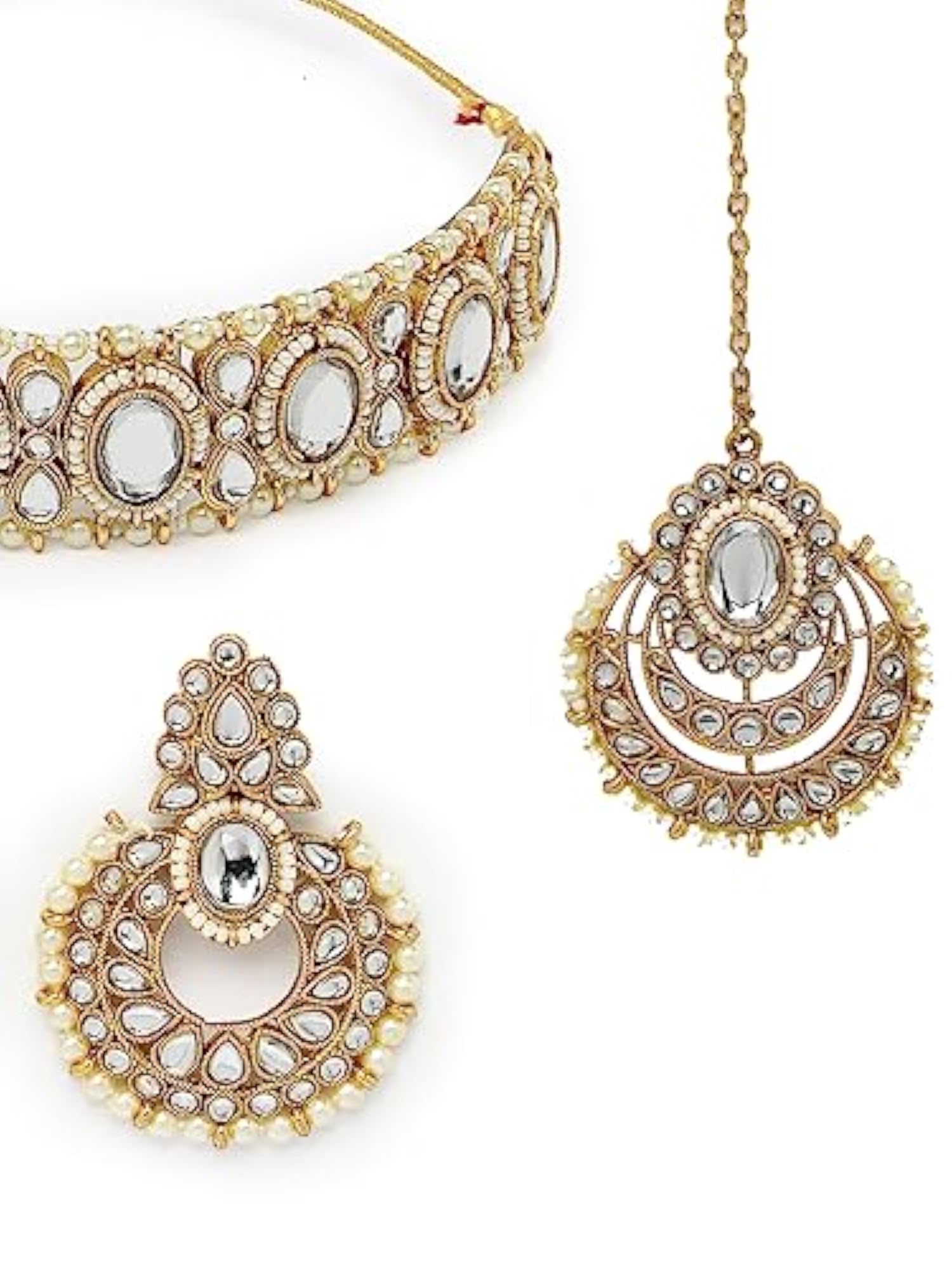 Indian Traditional Stone & Beads Choker Set with Earrings